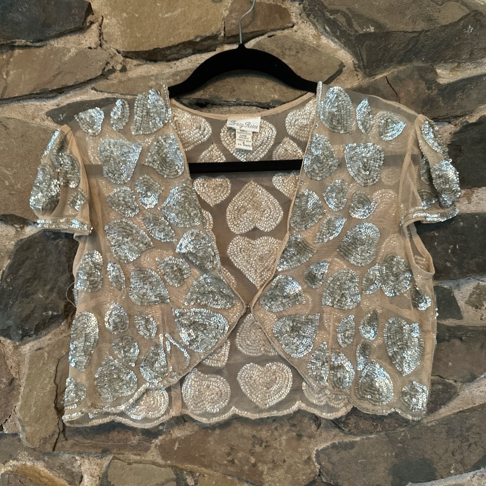 90’s Tracy Reese Heart Pattern Cropped Blouse